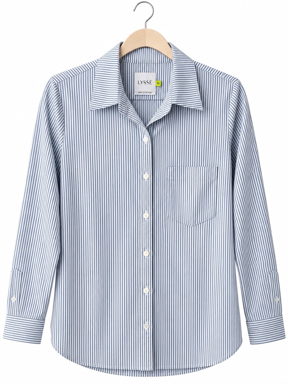 Lysse Women's Blue & White Vertical Stripe Button-Down Shirt-M